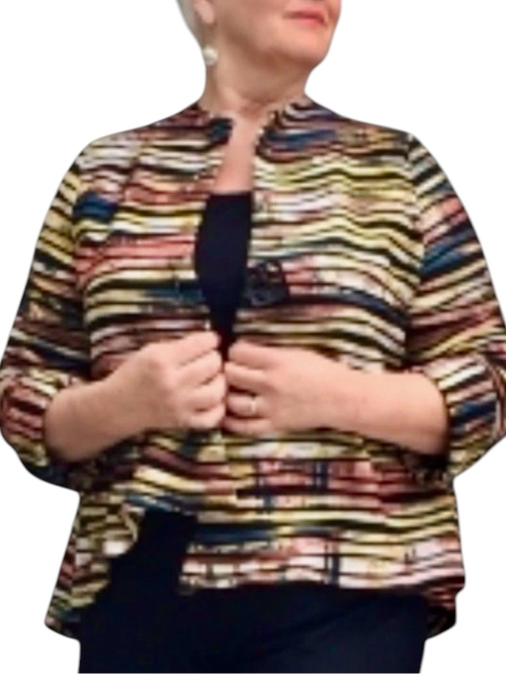 IC by Connie K 3X Asymmetrical Stripe Jacket NWT Artwear Tunic Top
